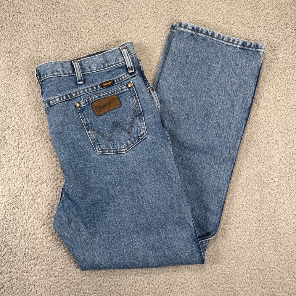 Wrangler Cowboy Cut Jeans Mens 38X32 Blue Denim Slim Fit Rodeo Western 36MWZ